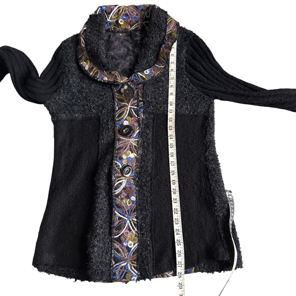 Y2K Sioni‎ Wool Mohair Cardigan Womens L Fairy Whimsigoth Floral Boho Sweater - Picture 5 of 6
